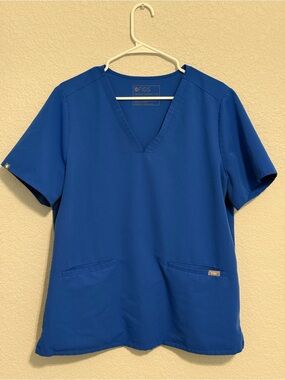 FIGS Women's V-Neck Scrub Top in Royal Blue Size XL